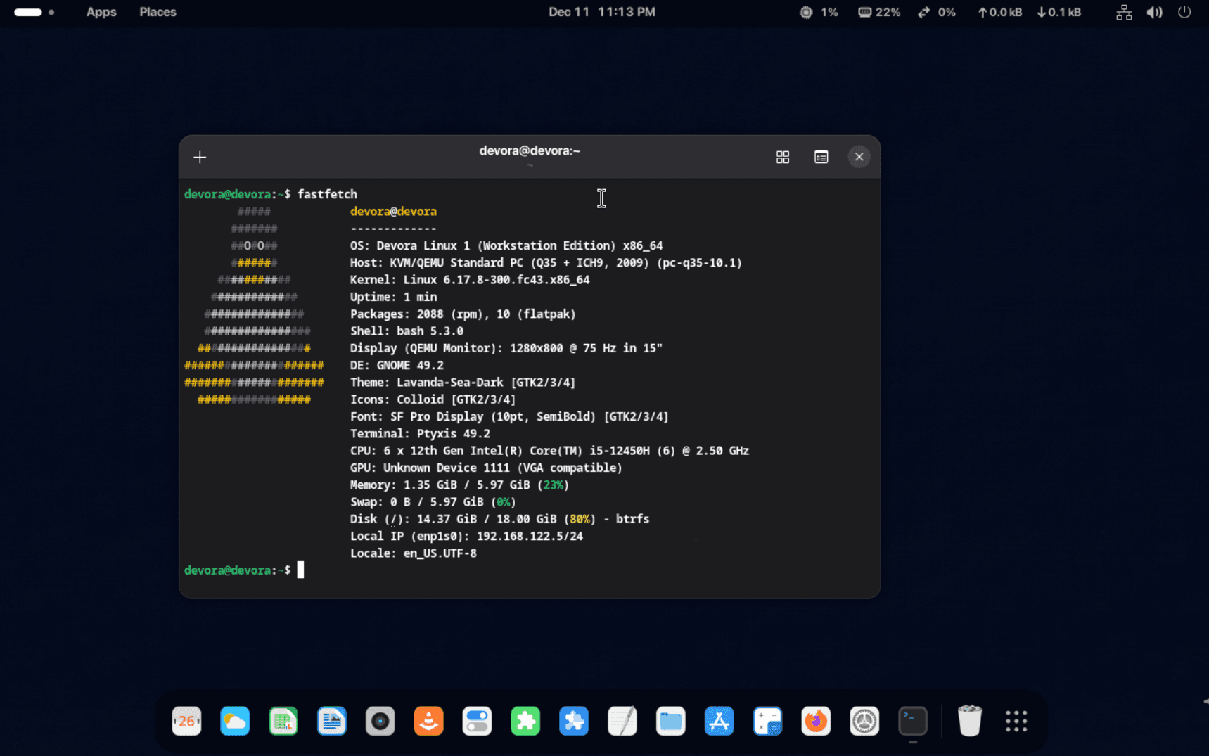 Devora Fastfetch Detail